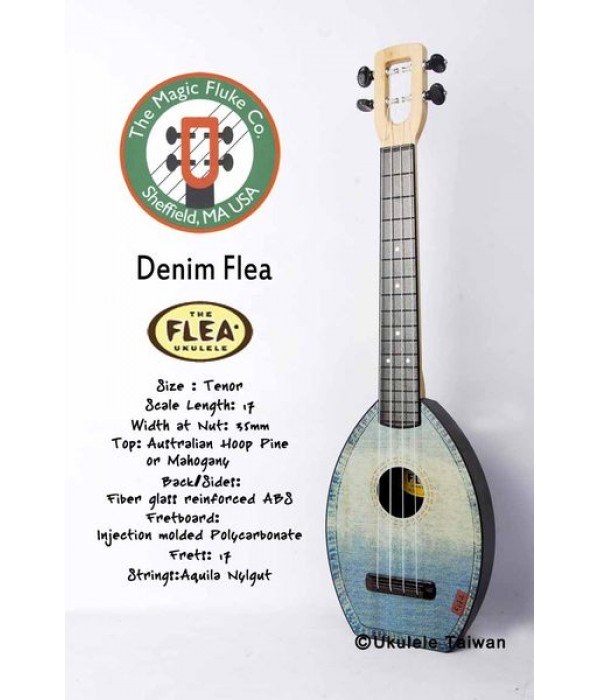 【台灣烏克麗麗 專門店】Flea 瘋狂跳蚤全面侵台! Denim Flea ukulele 26吋 美國原廠製造 (附琴袋+調音器+教材)